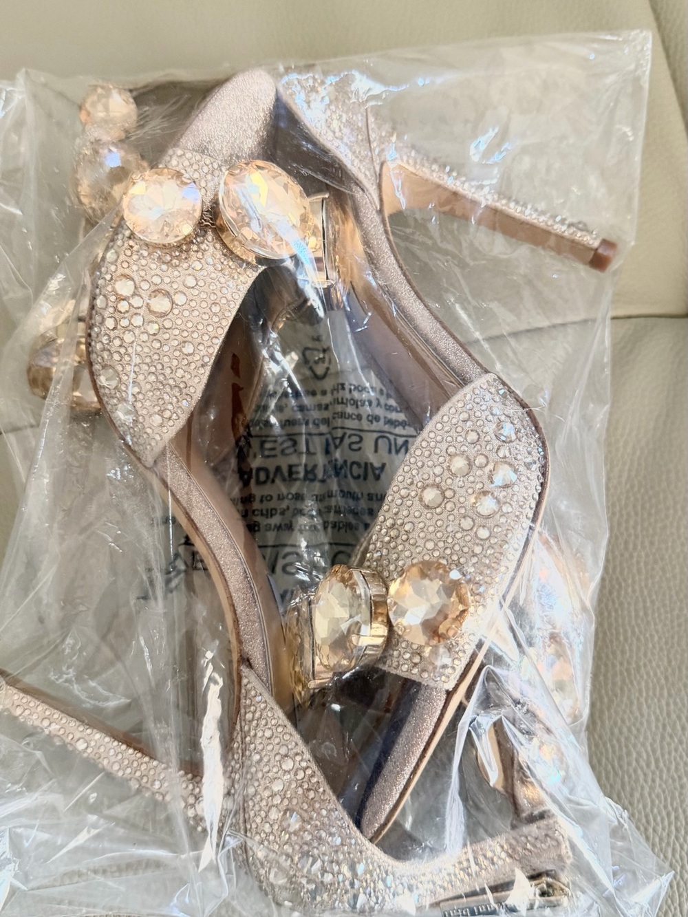 Gianni Bini Gold Oakland Crystal Ankle-Strap Stiletto Sandals - Picture 5 of 5